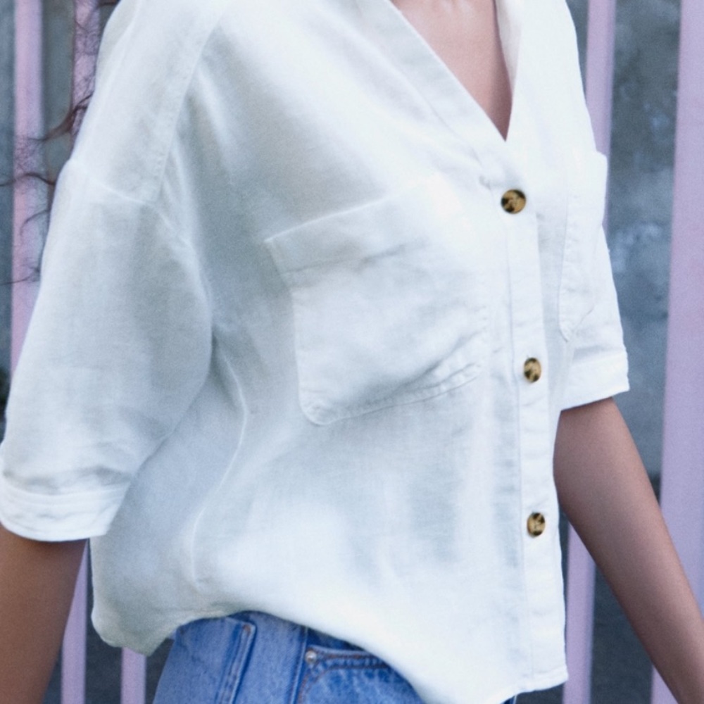 ZARA short sleeve linen shirt
